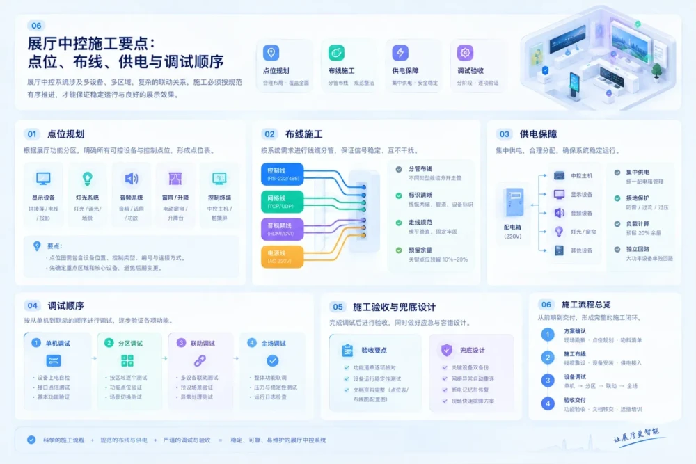 展厅中控施工要点：点位、布线、供电与调试顺序