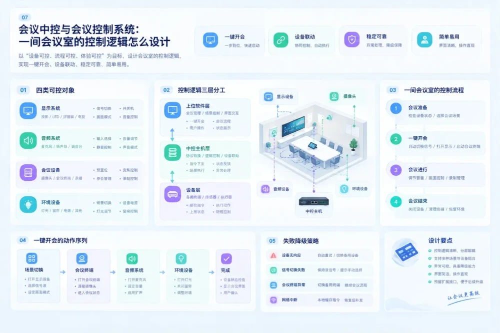 会议中控与会议控制系统：一间会议室的控制逻辑怎么设计